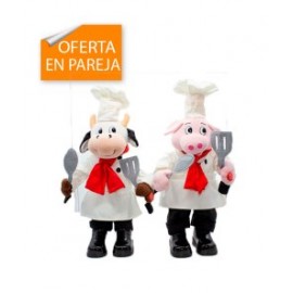 Pareja de Puerquito y Vaca Chef Musical